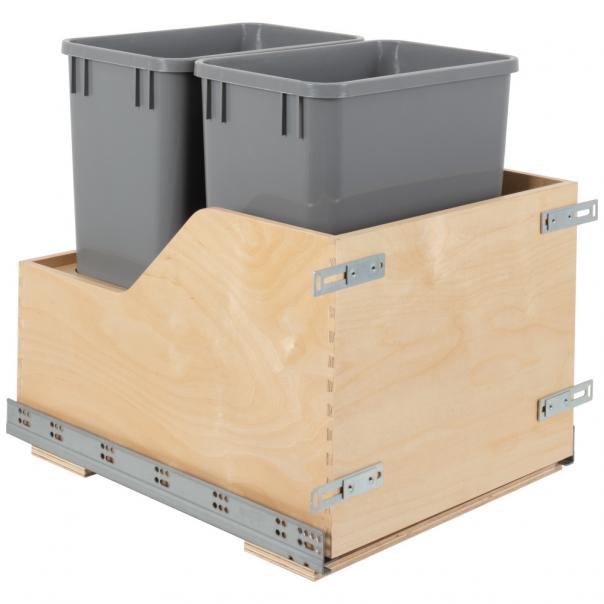 Wood Bottom-Mount Soft-Close Trashcan Pullout for Door Mounting | Kitchen Trash & Recycling Cabinet Organizer