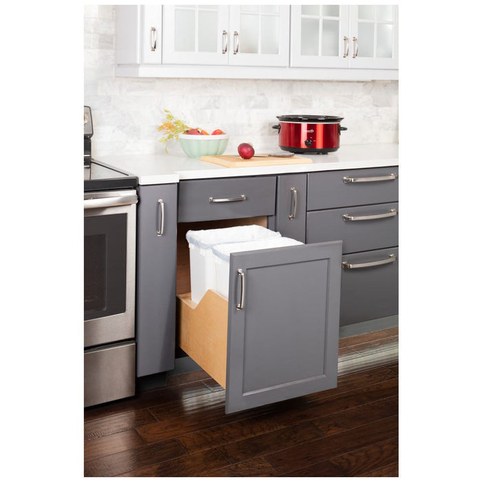 Wood Bottom-Mount Soft-Close Trashcan Pullout for Door Mounting | Kitchen Trash & Recycling Cabinet Organizer