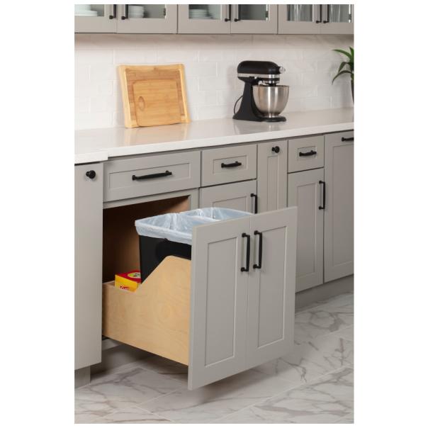 Wood Bottom-Mount Soft-Close Trashcan Pullout for Door Mounting | Kitchen Trash & Recycling Cabinet Organizer