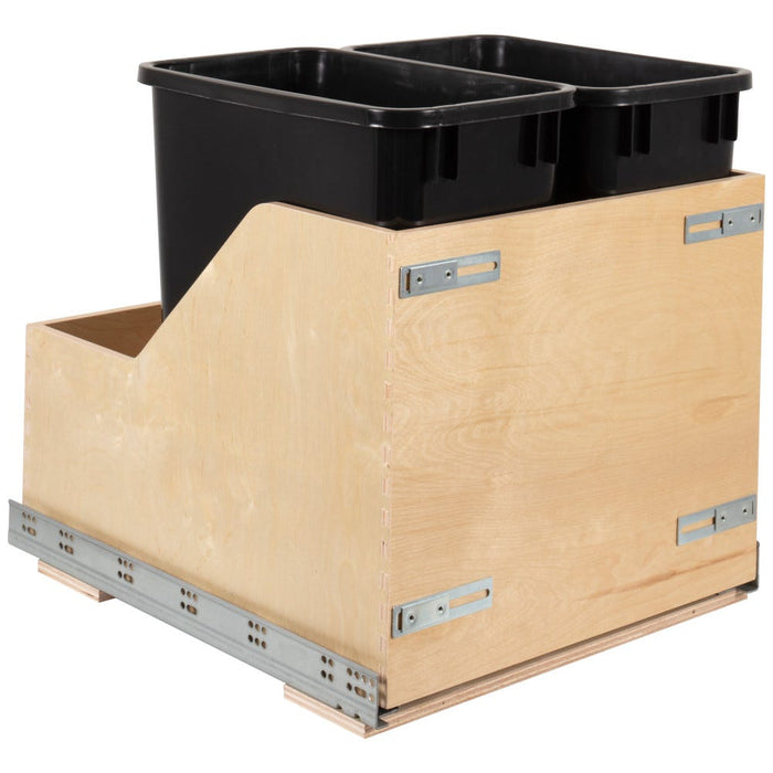 Wood Bottom-Mount Soft-Close Trashcan Pullout for Door Mounting | Kitchen Trash & Recycling Cabinet Organizer