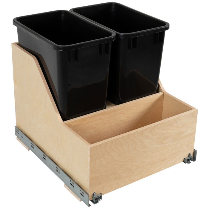 Wood Bottom-Mount Soft-Close Trashcan Pullout for Door Mounting | Kitchen Trash & Recycling Cabinet Organizer