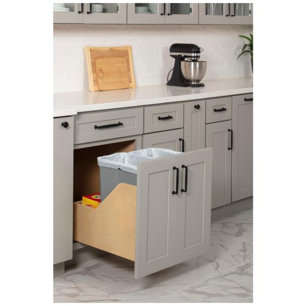 Wood Bottom-Mount Soft-Close Trashcan Pullout for Door Mounting | Kitchen Trash & Recycling Cabinet Organizer