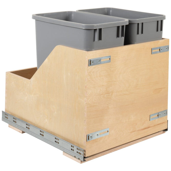 Wood Bottom-Mount Soft-Close Trashcan Pullout for Door Mounting | Kitchen Trash & Recycling Cabinet Organizer