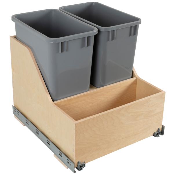 Wood Bottom-Mount Soft-Close Trashcan Pullout for Door Mounting | Kitchen Trash & Recycling Cabinet Organizer