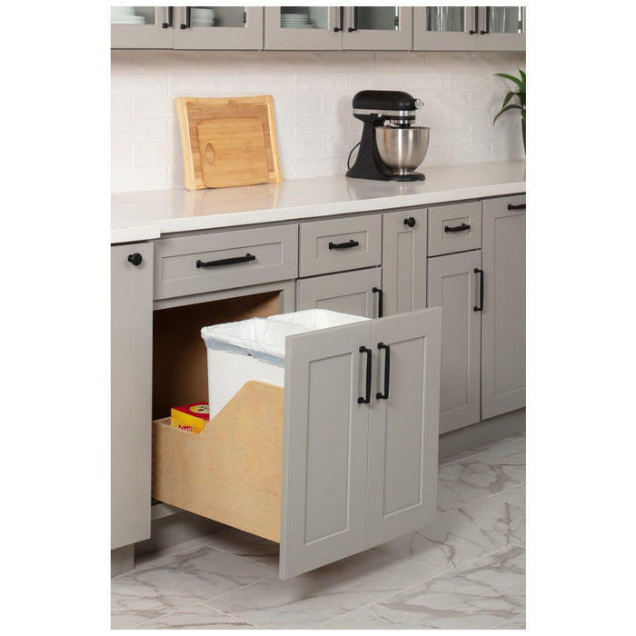 Wood Bottom-Mount Soft-Close Trashcan Pullout for Door Mounting | Kitchen Trash & Recycling Cabinet Organizer
