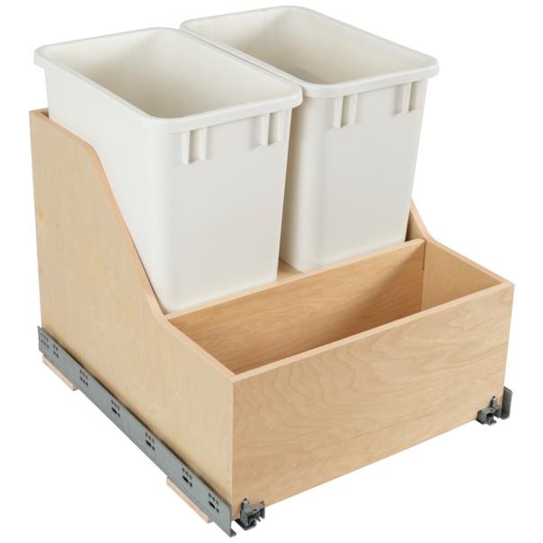 Wood Bottom-Mount Soft-Close Trashcan Pullout for Door Mounting | Kitchen Trash & Recycling Cabinet Organizer