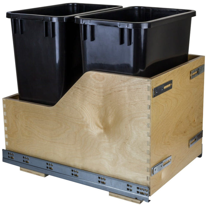 Wood Bottom-Mount Soft-Close Trashcan Pullout for Door Mounting | Kitchen Trash & Recycling Cabinet Organizer