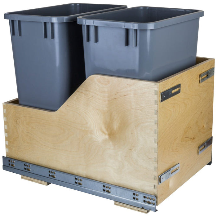 Wood Bottom-Mount Soft-Close Trashcan Pullout for Door Mounting | Kitchen Trash & Recycling Cabinet Organizer