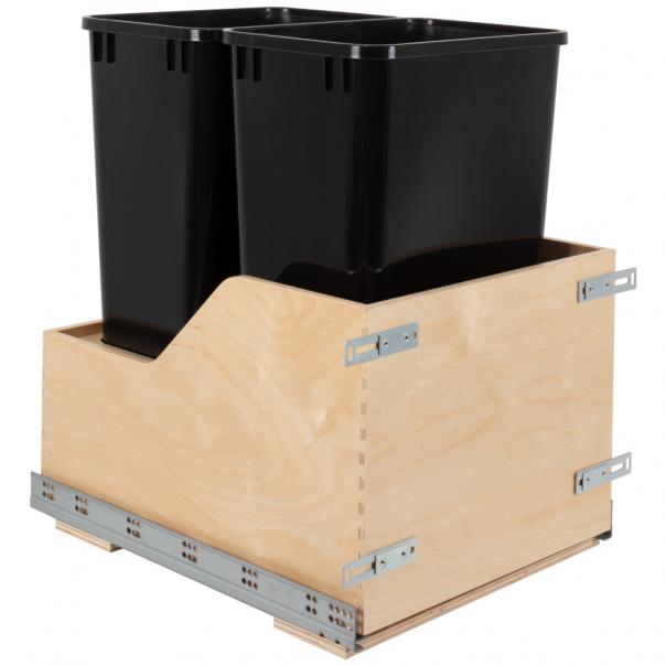 Wood Bottom-Mount Soft-Close Trashcan Pullout for Door Mounting | Kitchen Trash & Recycling Cabinet Organizer