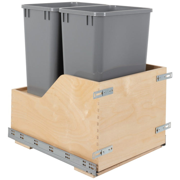 Wood Bottom-Mount Soft-Close Trashcan Pullout for Door Mounting | Kitchen Trash & Recycling Cabinet Organizer