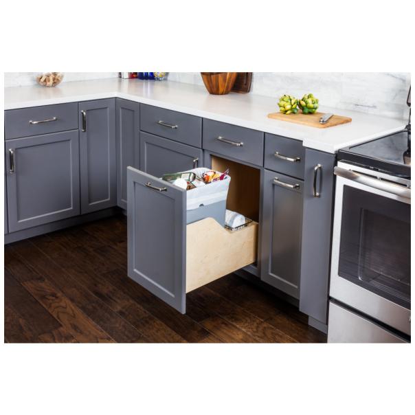Wood Bottom-Mount Soft-Close Trashcan Pullout for Door Mounting | Kitchen Trash & Recycling Cabinet Organizer