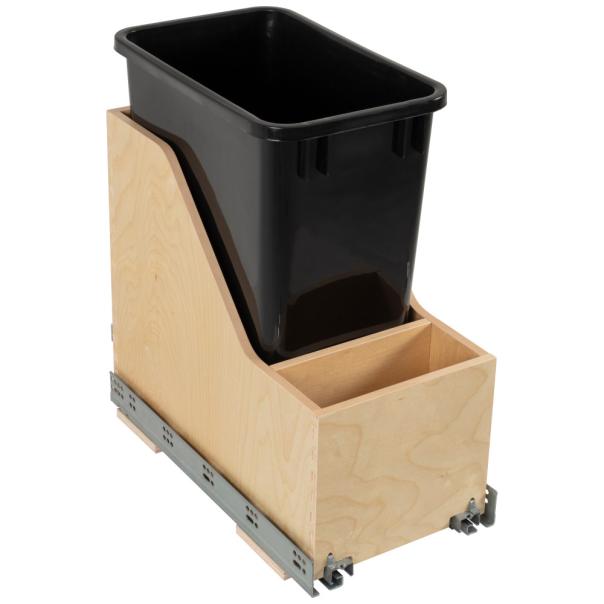 Wood Bottom-Mount Soft-Close Trashcan Pullout for Door Mounting | Kitchen Trash & Recycling Cabinet Organizer