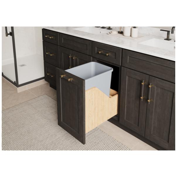Wood Bottom-Mount Soft-Close Trashcan Pullout for Door Mounting | Kitchen Trash & Recycling Cabinet Organizer