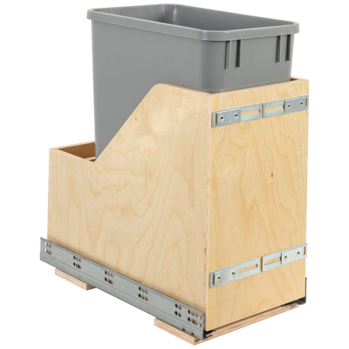 Wood Bottom-Mount Soft-Close Trashcan Pullout for Door Mounting | Kitchen Trash & Recycling Cabinet Organizer