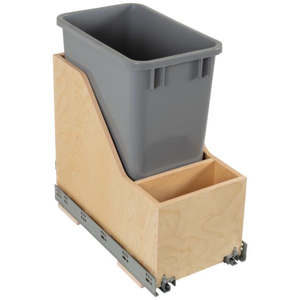 Wood Bottom-Mount Soft-Close Trashcan Pullout for Door Mounting | Kitchen Trash & Recycling Cabinet Organizer