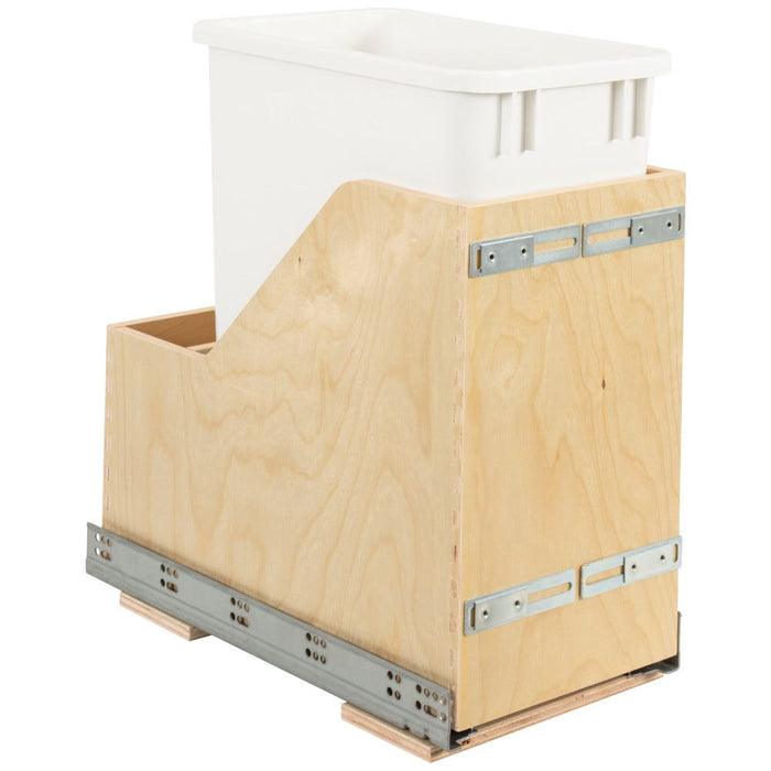 Wood Bottom-Mount Soft-Close Trashcan Pullout for Door Mounting | Kitchen Trash & Recycling Cabinet Organizer