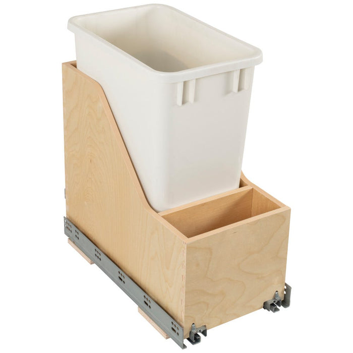 Wood Bottom-Mount Soft-Close Trashcan Pullout for Door Mounting | Kitchen Trash & Recycling Cabinet Organizer