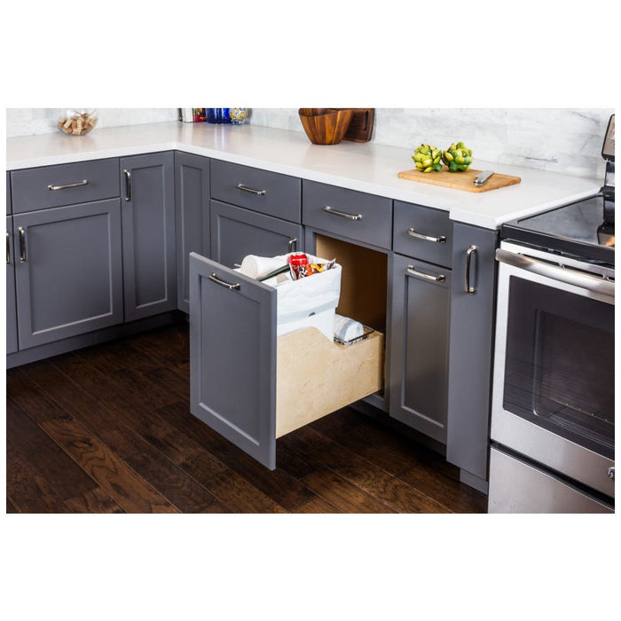 Wood Bottom-Mount Soft-Close Trashcan Pullout for Door Mounting | Kitchen Trash & Recycling Cabinet Organizer