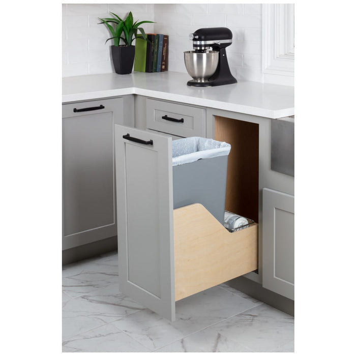 Wood Bottom-Mount Soft-Close Trashcan Pullout for Door Mounting | Kitchen Trash & Recycling Cabinet Organizer
