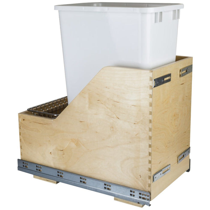 Wood Bottom-Mount Soft-Close Trashcan Pullout for Door Mounting | Kitchen Trash & Recycling Cabinet Organizer