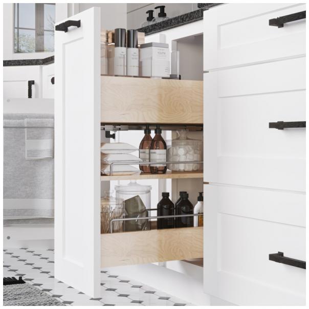 8" "No Wiggle" Soft-Close Vanity Cabinet Pullout | Patented Anti-Wobble Bathroom Organizer