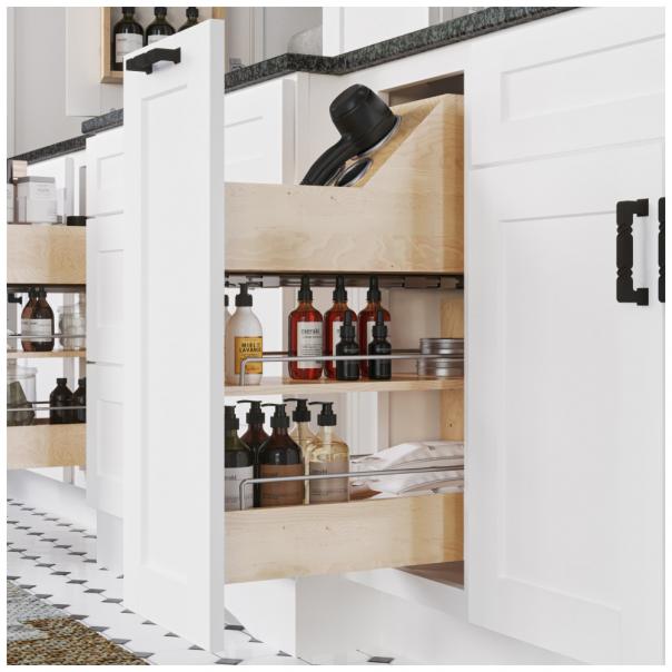 8" "No Wiggle" Soft-Close Vanity Cabinet Pullout | Patented Anti-Wobble Bathroom Organizer