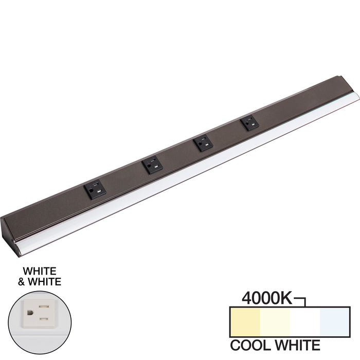 Task Lighting RM Series Single White Lighted Power Strip | Under-Cabinet LED Lighting & Hardwired Power
