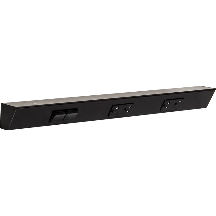Task Lighting TR Series Angled Power Strip with Switch - Black, 24", Switch on Left