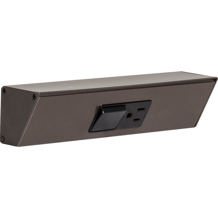 Task Lighting TR Series Angled Power Strip with Switch - Bronze, 9", Switch on Right