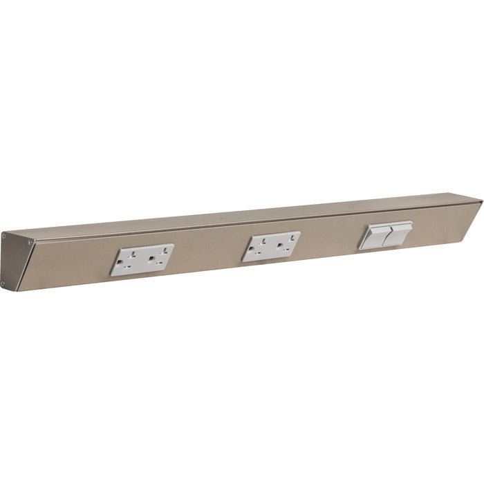 Task Lighting TR Series Angled Power Strip with Switch - Satin Nickel, 24", Switch on Right