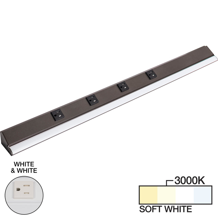 Task Lighting RM Series Single White Lighted Power Strip | Under-Cabinet LED Lighting & Hardwired Power