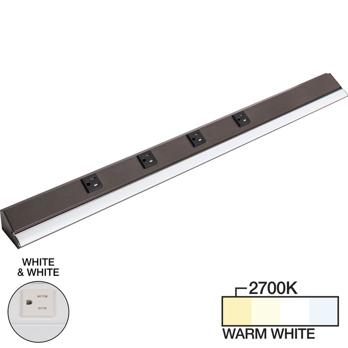 Task Lighting RM Series Single White Lighted Power Strip | Under-Cabinet LED Lighting & Hardwired Power