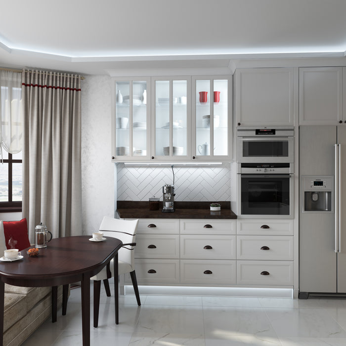 Task Lighting RM Series Single White Lighted Power Strip | Under-Cabinet LED Lighting & Hardwired Power