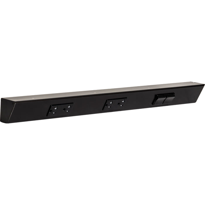 Task Lighting TR Series Angled Power Strip with Switch - Black, 24", Switch on Right
