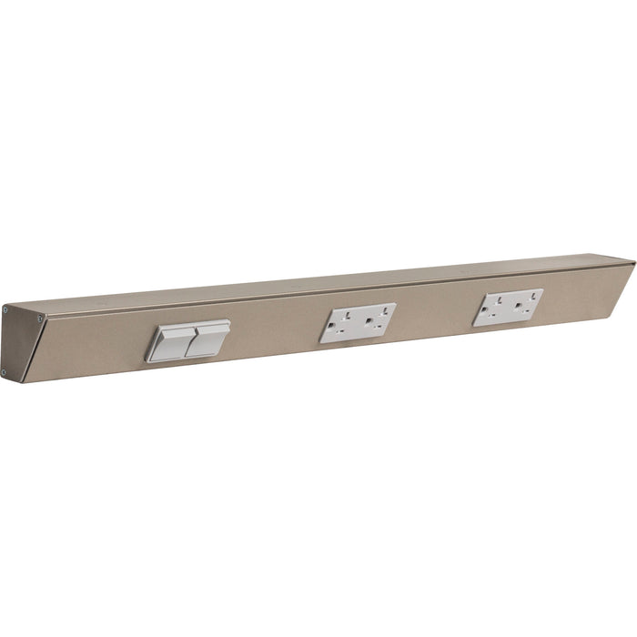 Task Lighting TR Series Angled Power Strip with Switch - Satin Nickel, 24", Switch on Left