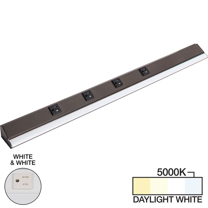 Task Lighting RM Series Single White Lighted Power Strip | Under-Cabinet LED Lighting & Hardwired Power