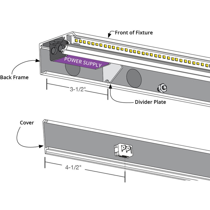 Task Lighting DV Series Single White Lighted Power Strip | Built-In Power Under-Cabinet LED Lighting & Outlets