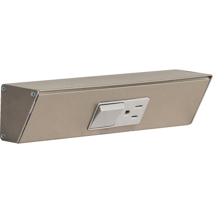 Task Lighting TR Series Angled Power Strip with Switch - Satin Nickel, 9", Switch on Right