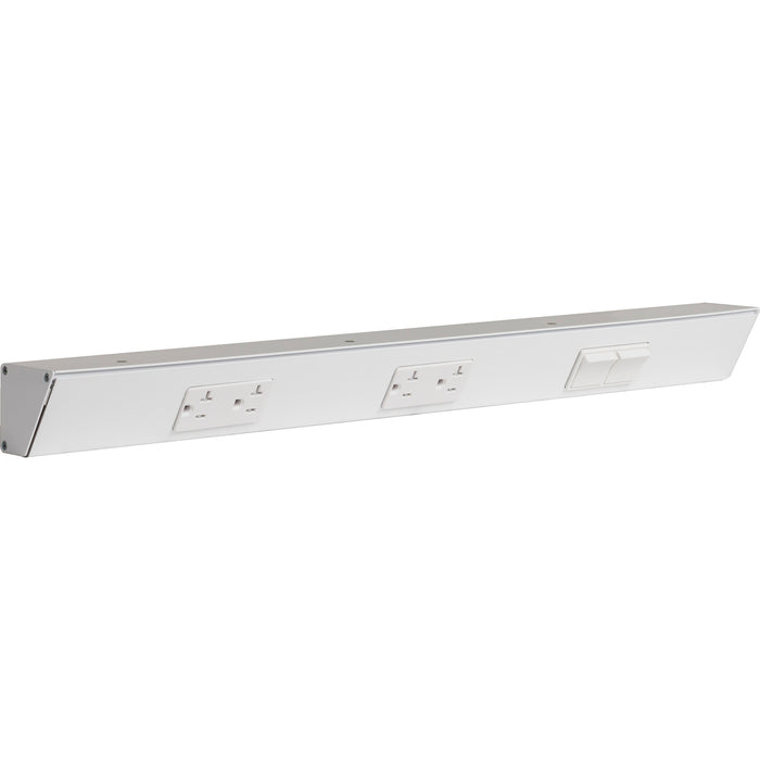 Task Lighting TR Series Angled Power Strip with Switch - White, 24", Switch on Right